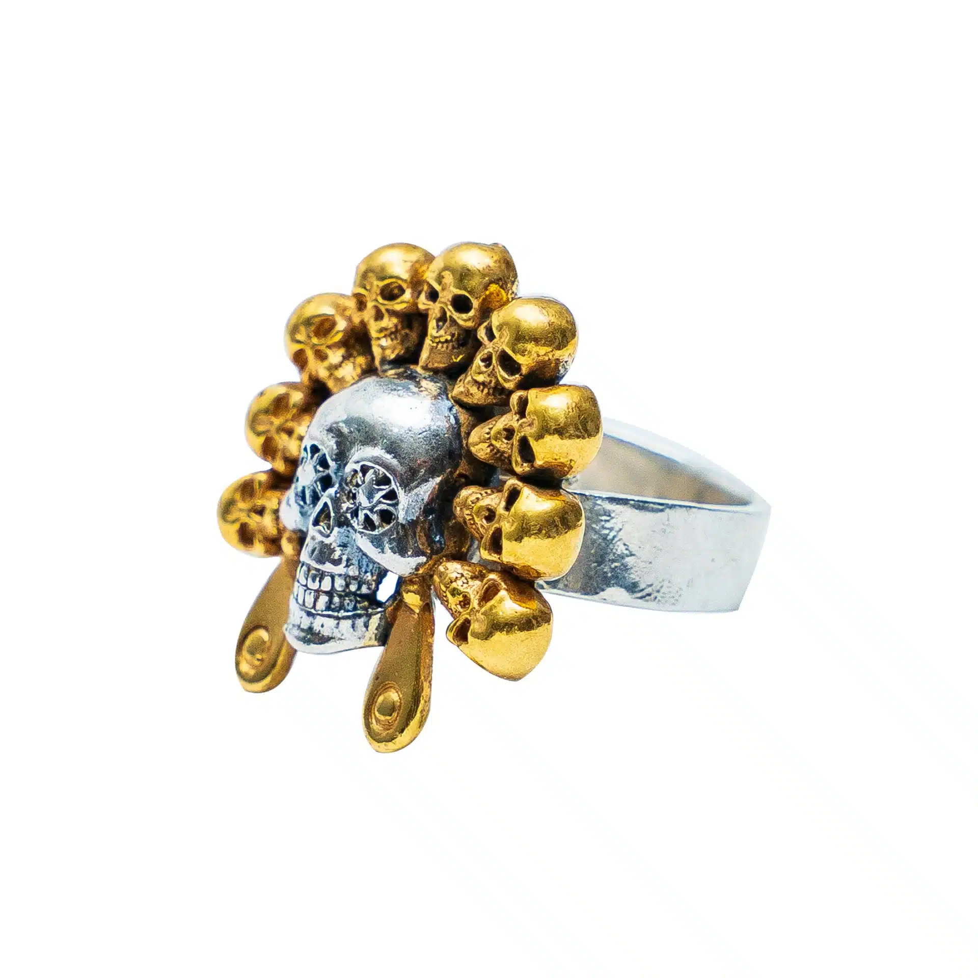 Anillo tzompantli dorado