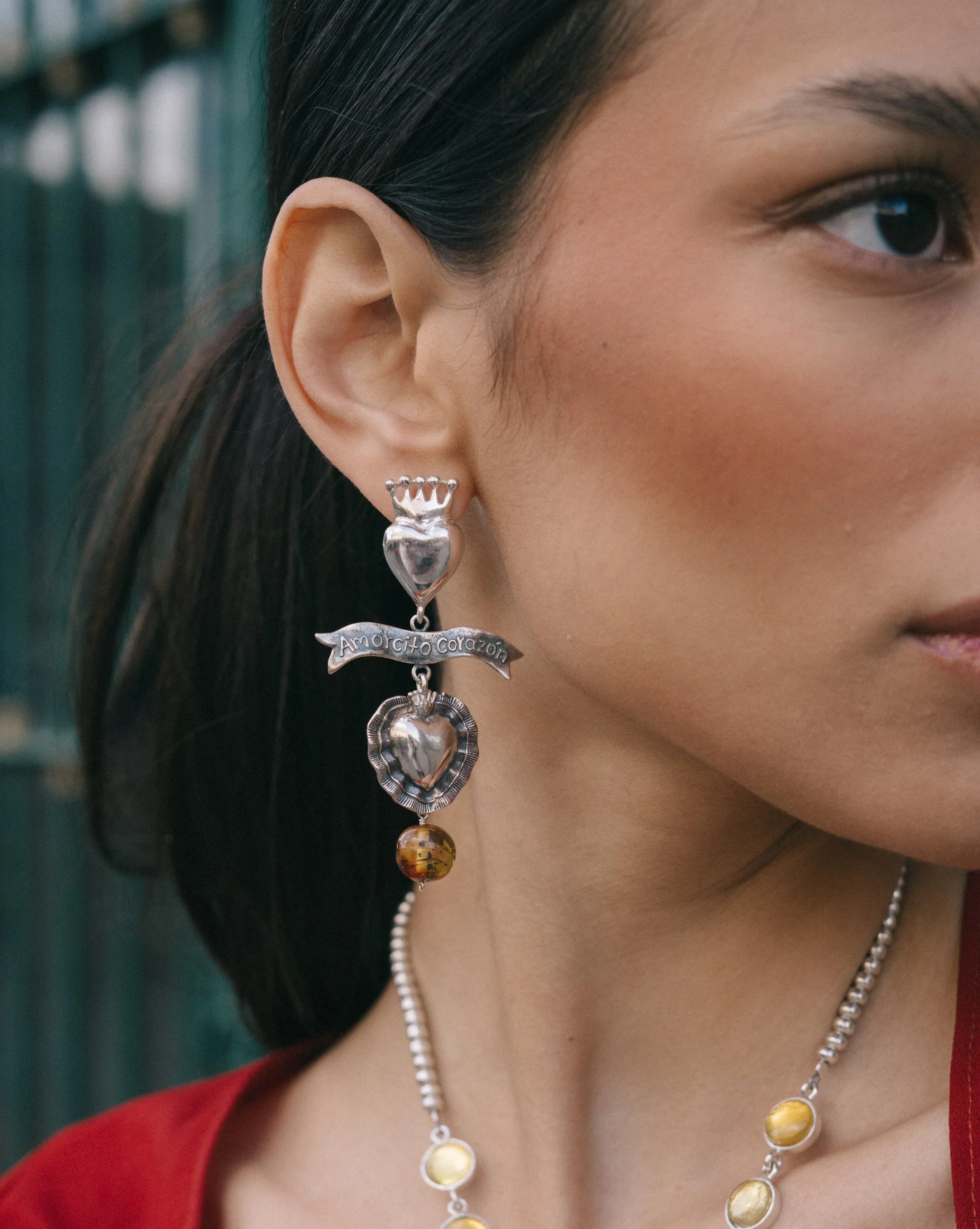 Aretes Amorcito Corazón Ámbar 