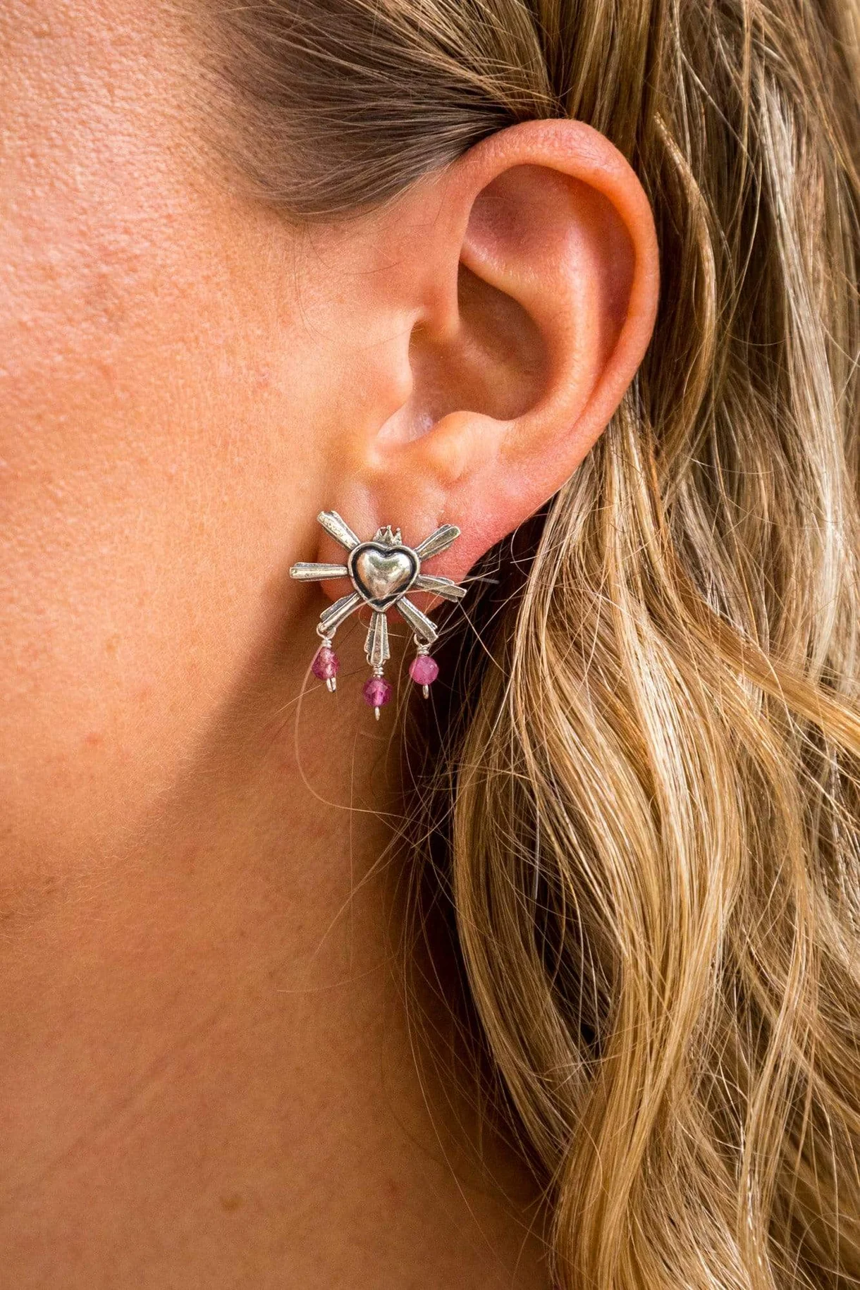 Aretes Corazón Querido México Chico turmalina 